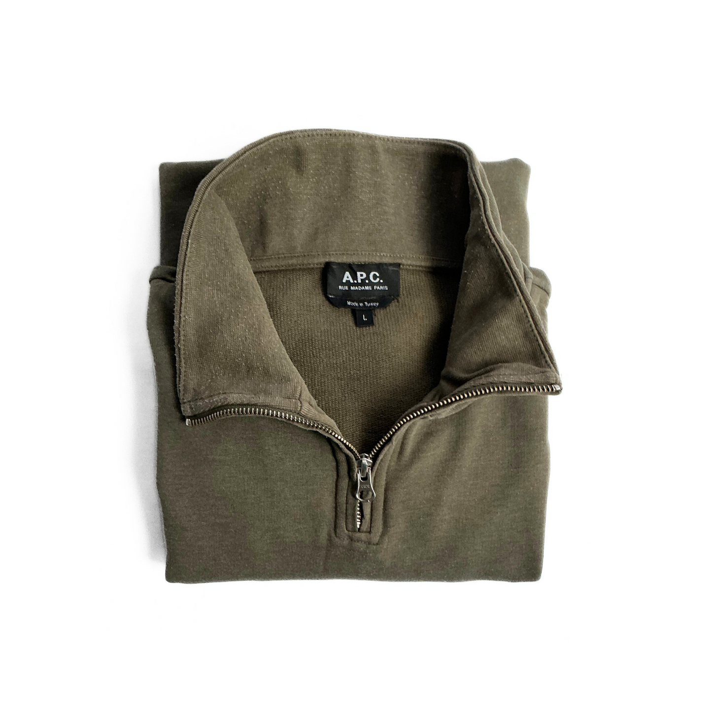 APC Half Zip Sweatshirt in Military Green