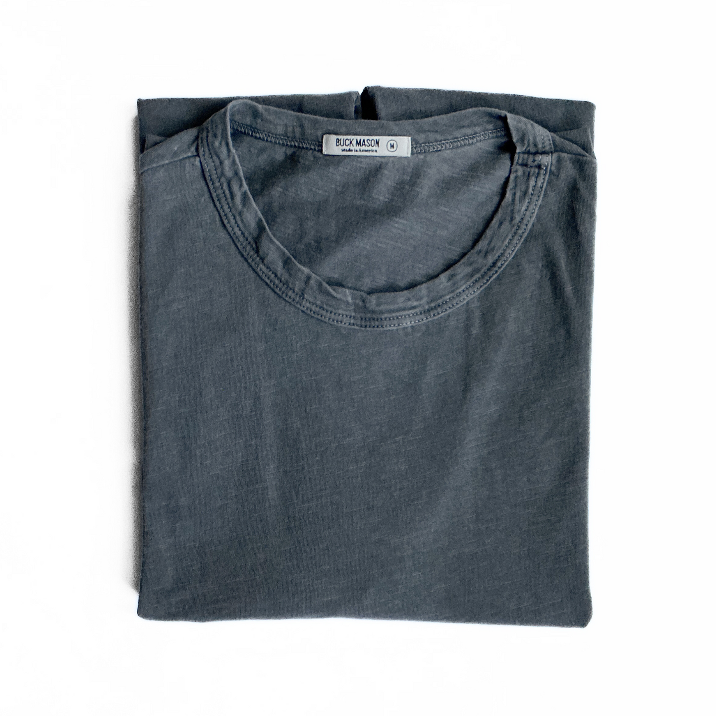 Buck Mason Curved Hem T-Shirt in Washed Grey