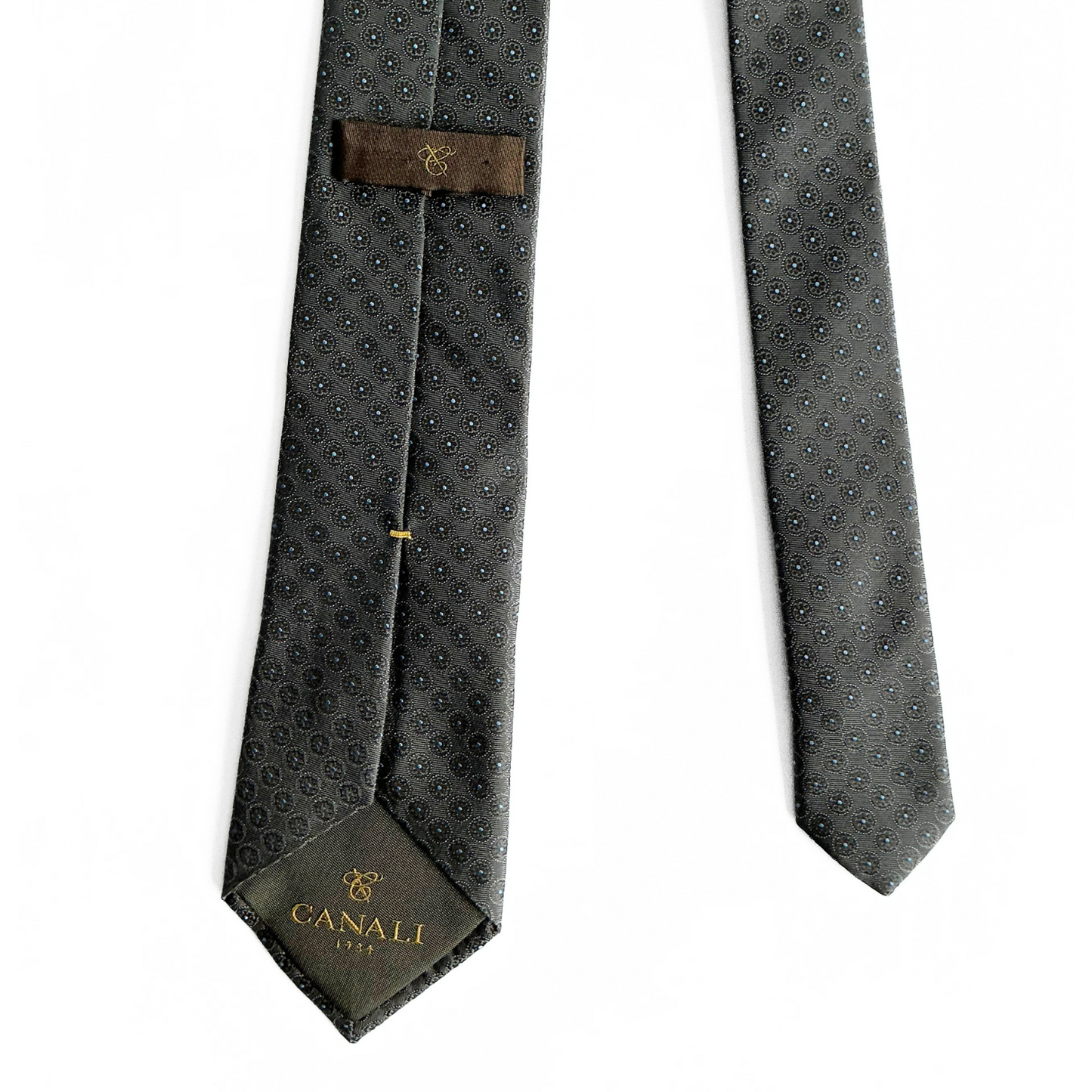 Canali Patterned Tie in Grey / Blue