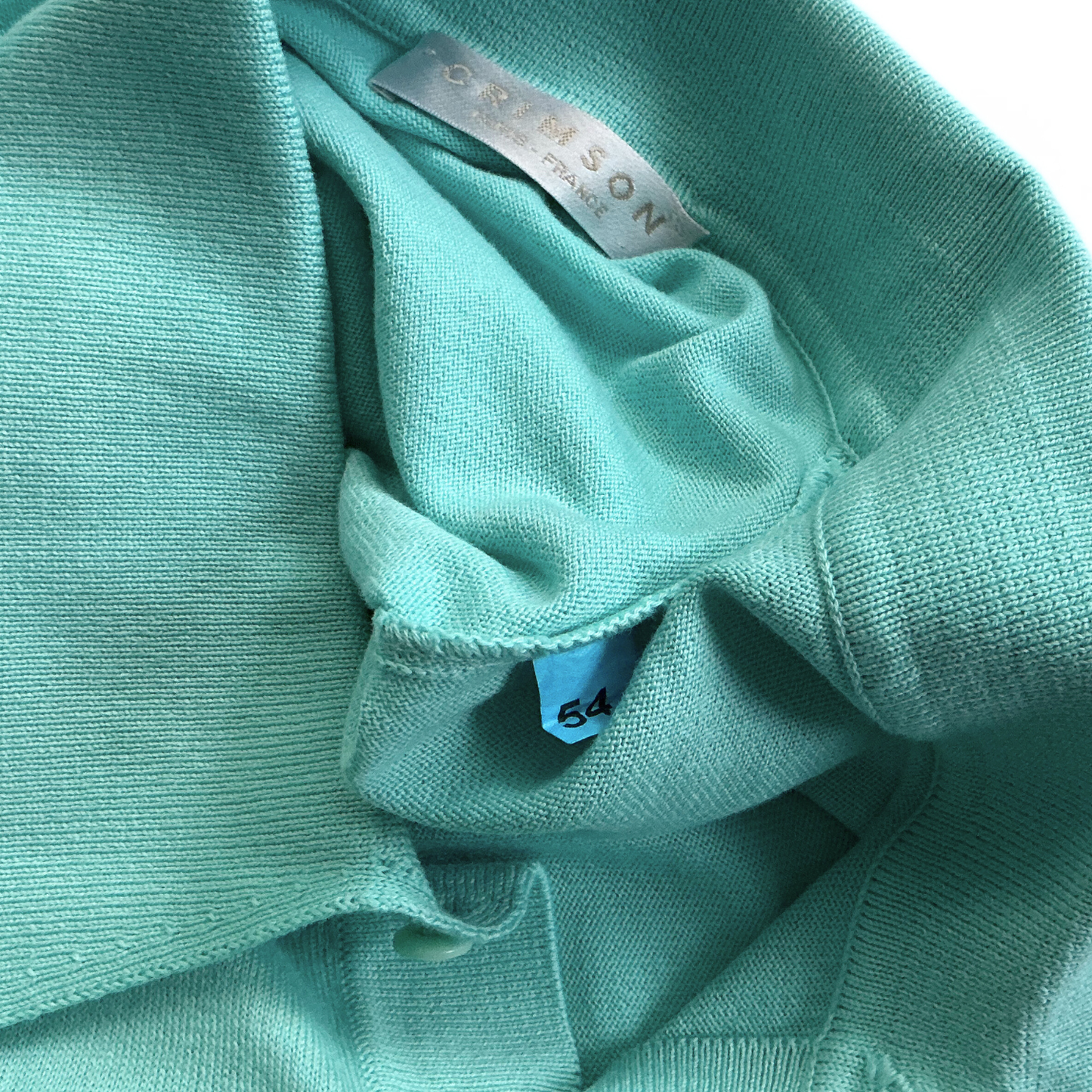 Crimson Paris Knitted Longsleeve Polo Sweater in Turqoise