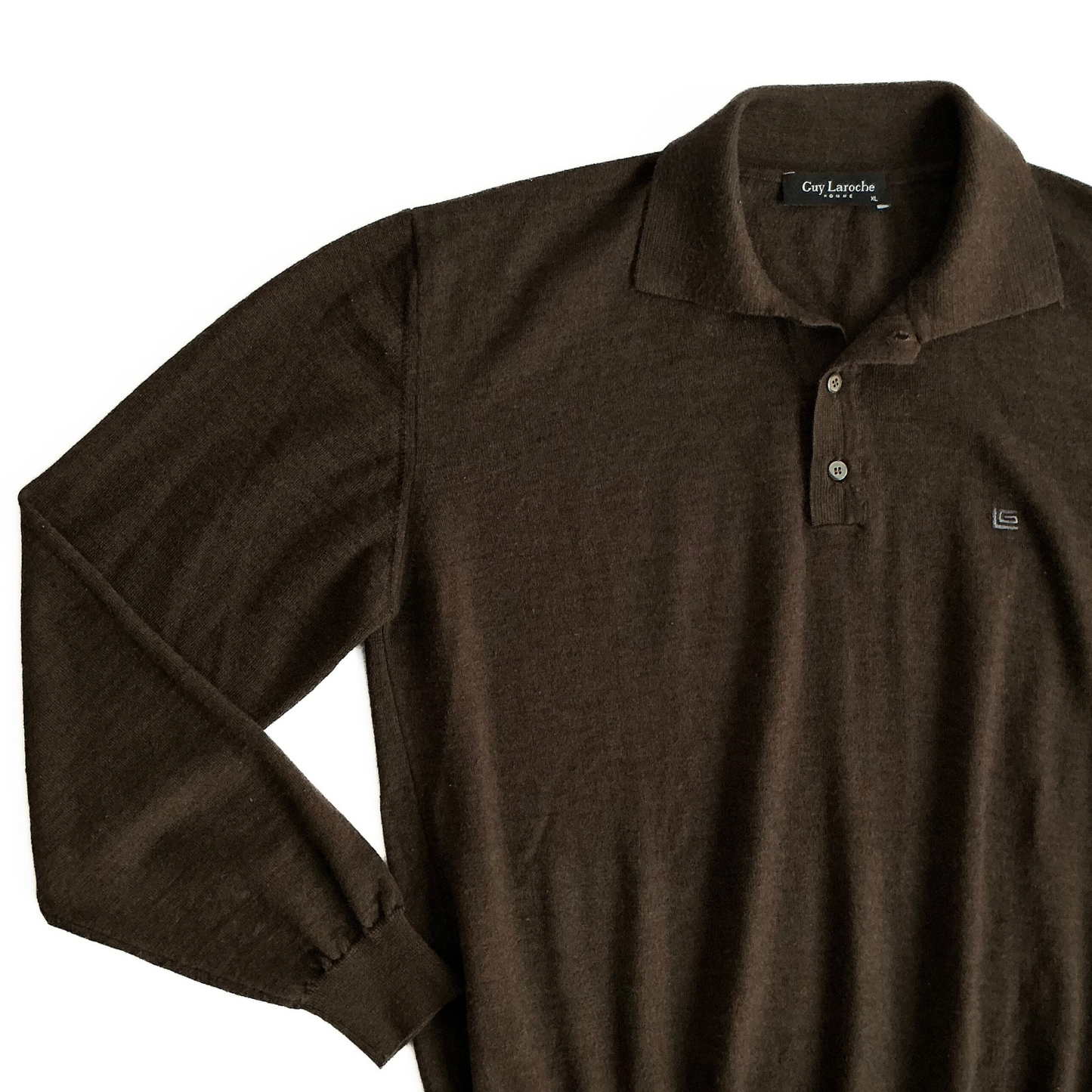 Guy Laroche Homme Paris Knitted Polo Shirt in Mahogany Brown