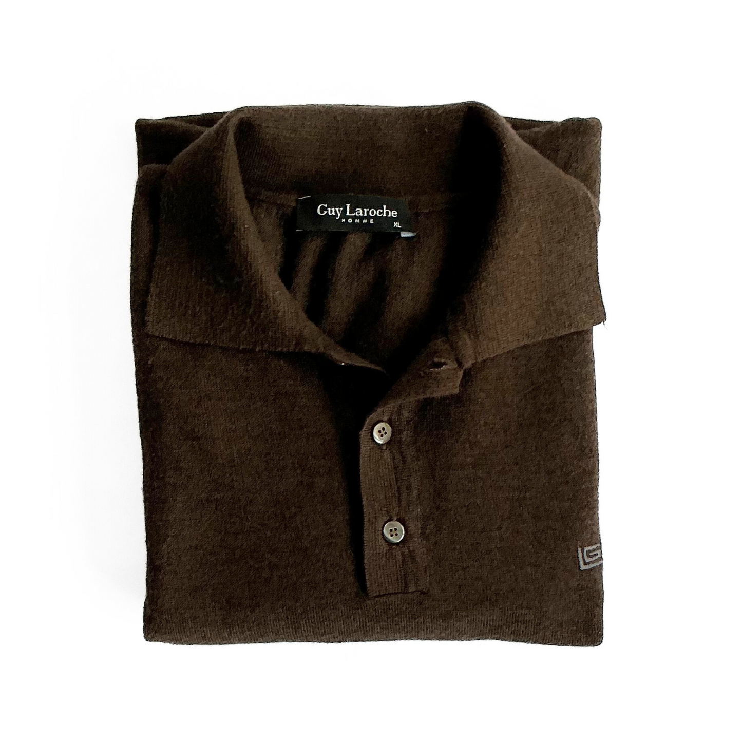 Guy Laroche Homme Paris Knitted Polo Shirt in Mahogany Brown