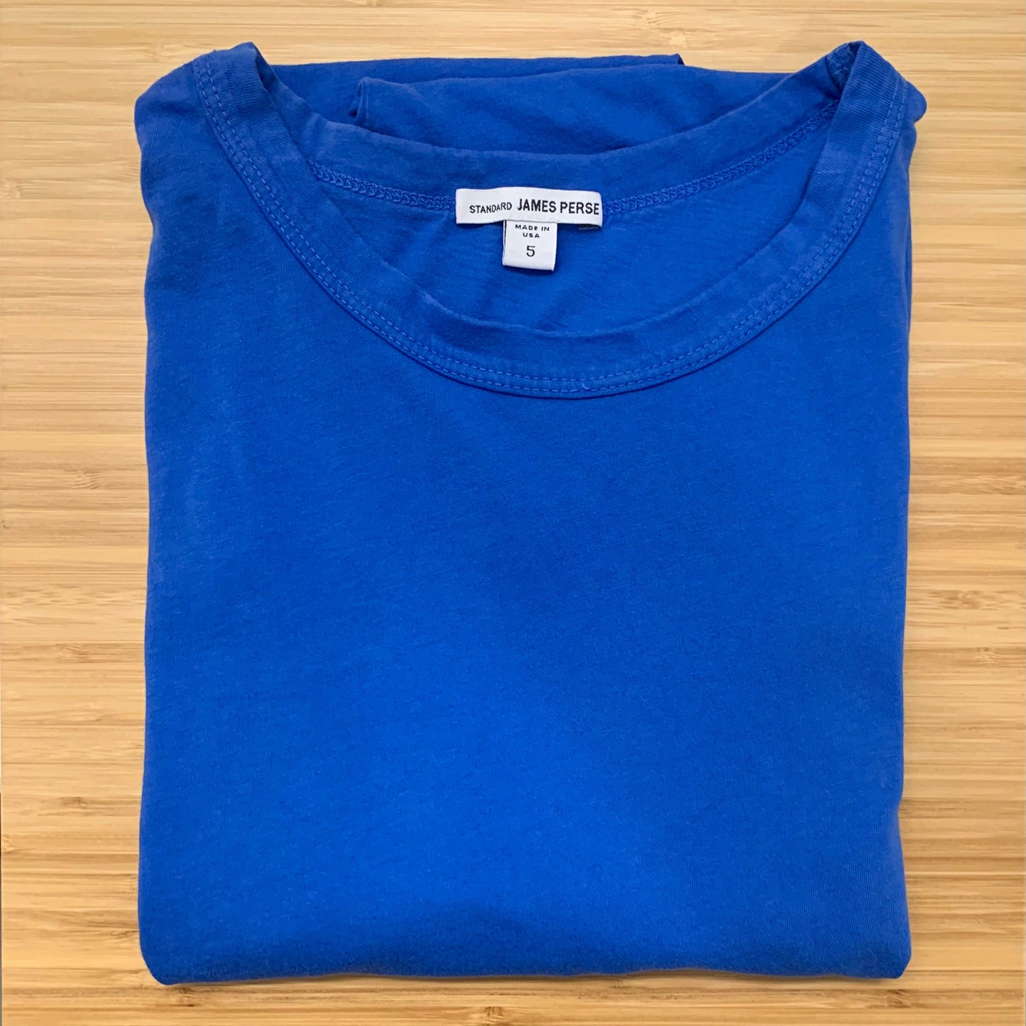 James Perse Round Neck T Shirt Royal/Cobalt Blue Folded