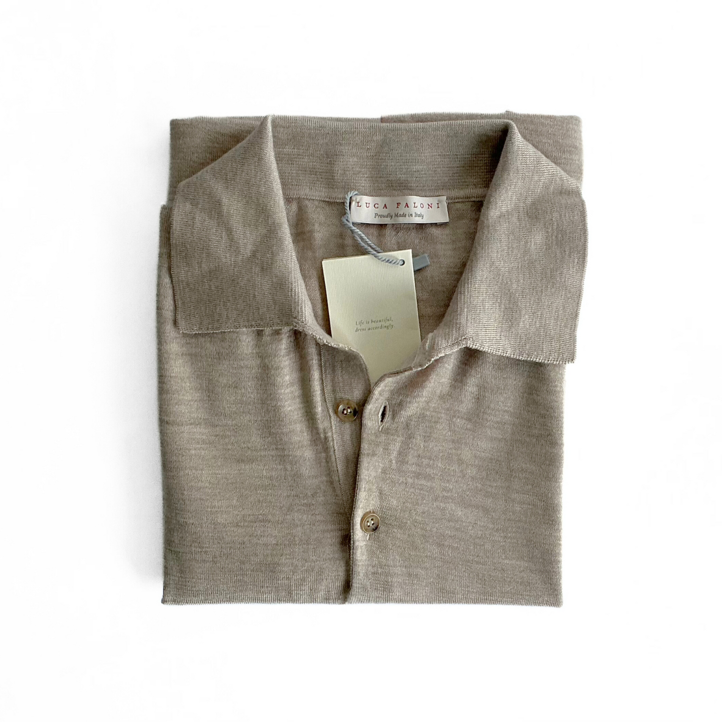 Luca Faloni Cashmere Knitted Polo Shirt in Ivory