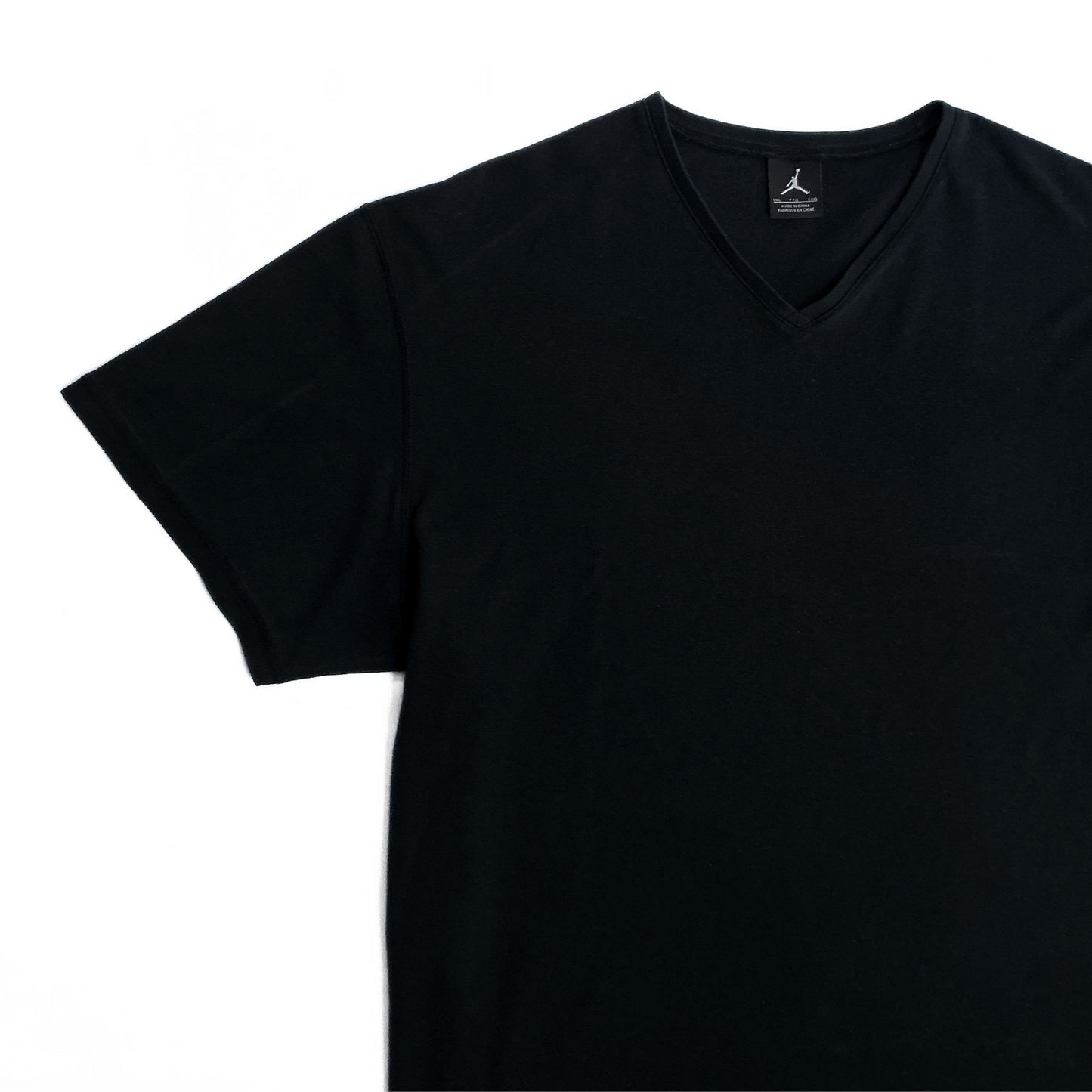 Nike Air Jordan V Neck Canvas T Shirt Black White Embroidery