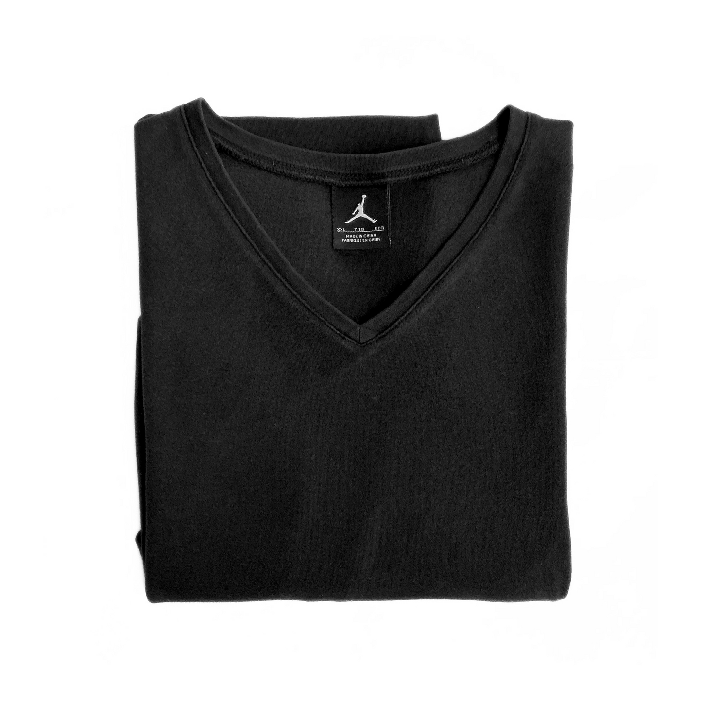 Nike Air Jordan V Neck Canvas T Shirt Black White Embroidery
