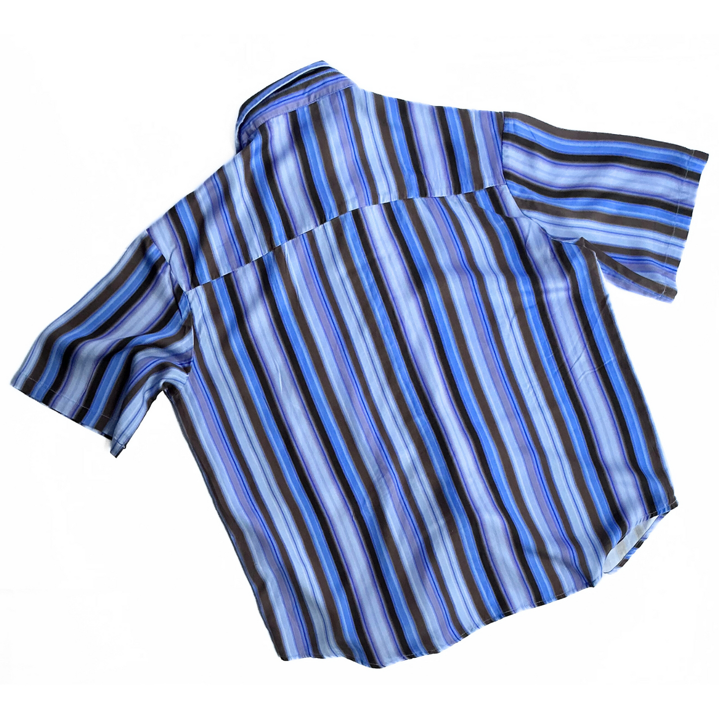 One Mile Short Sleeve Striped Shirt in Purple Blue Brown
