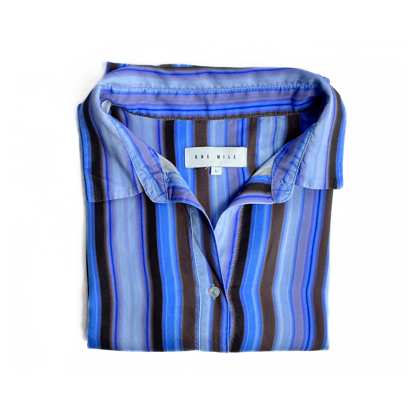 One Mile Short Sleeve Striped Shirt in Purple Blue Brown