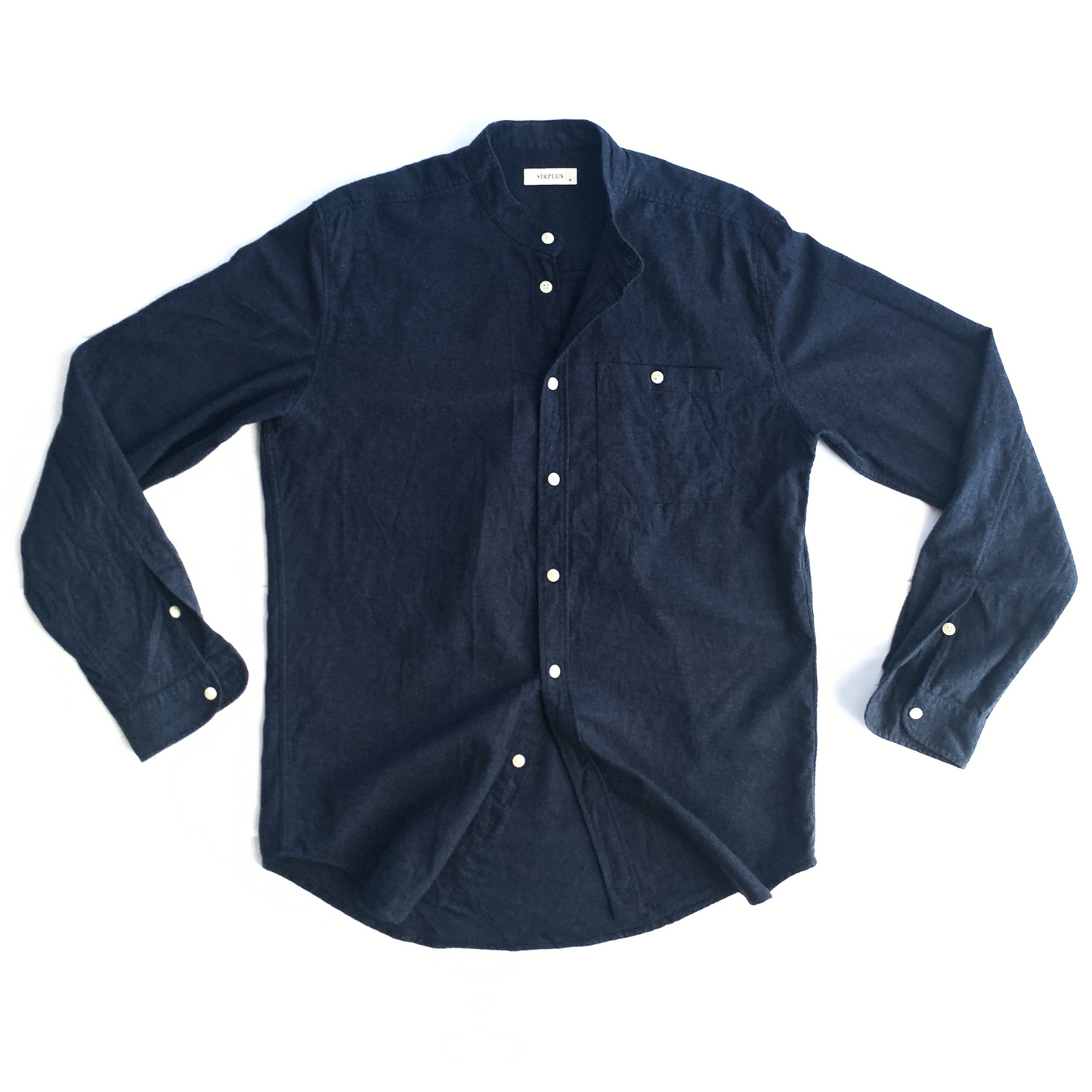 SIRPLUS London Navy Cotton Cashmere Grandad Shirt