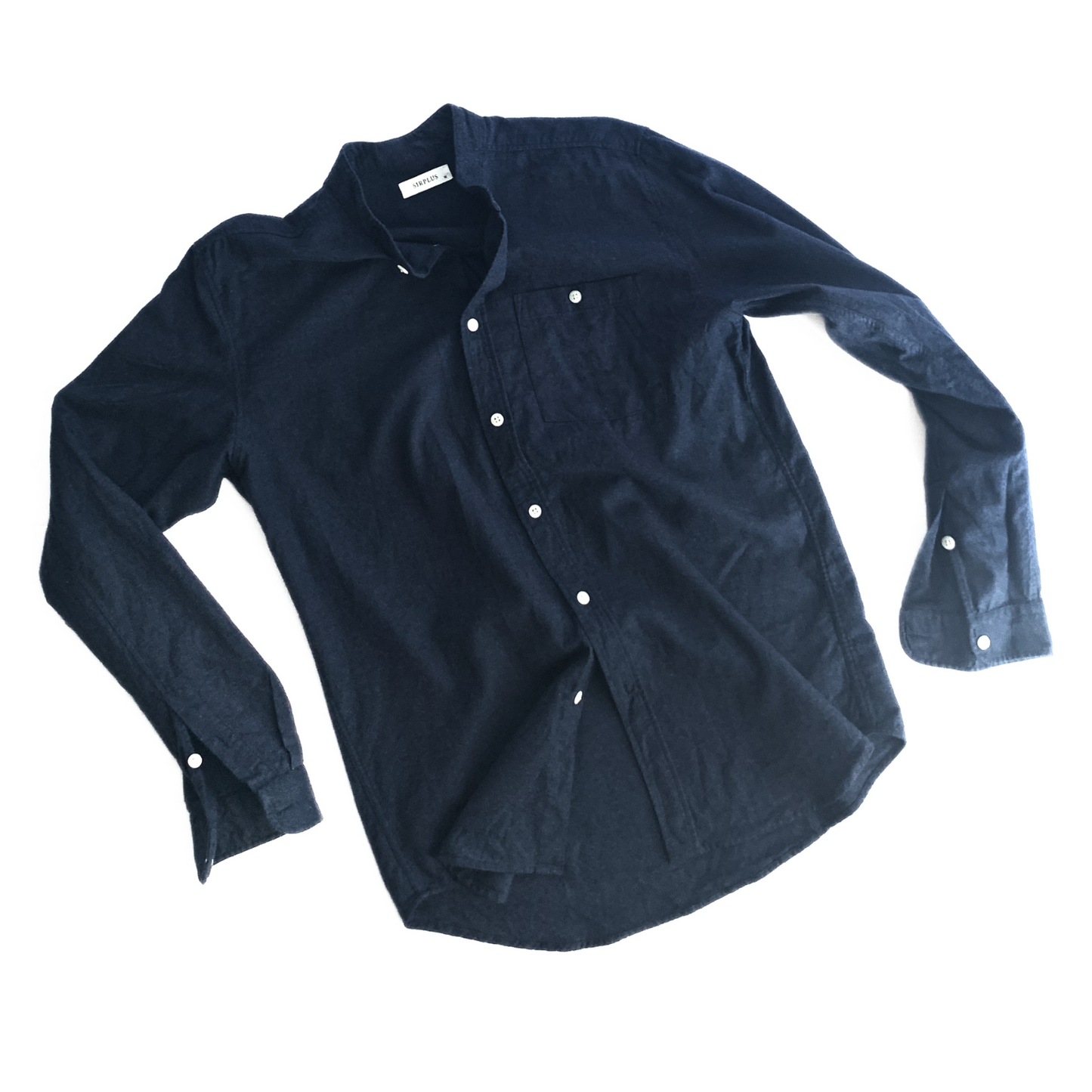 SIRPLUS London Navy Cotton Cashmere Grandad Shirt