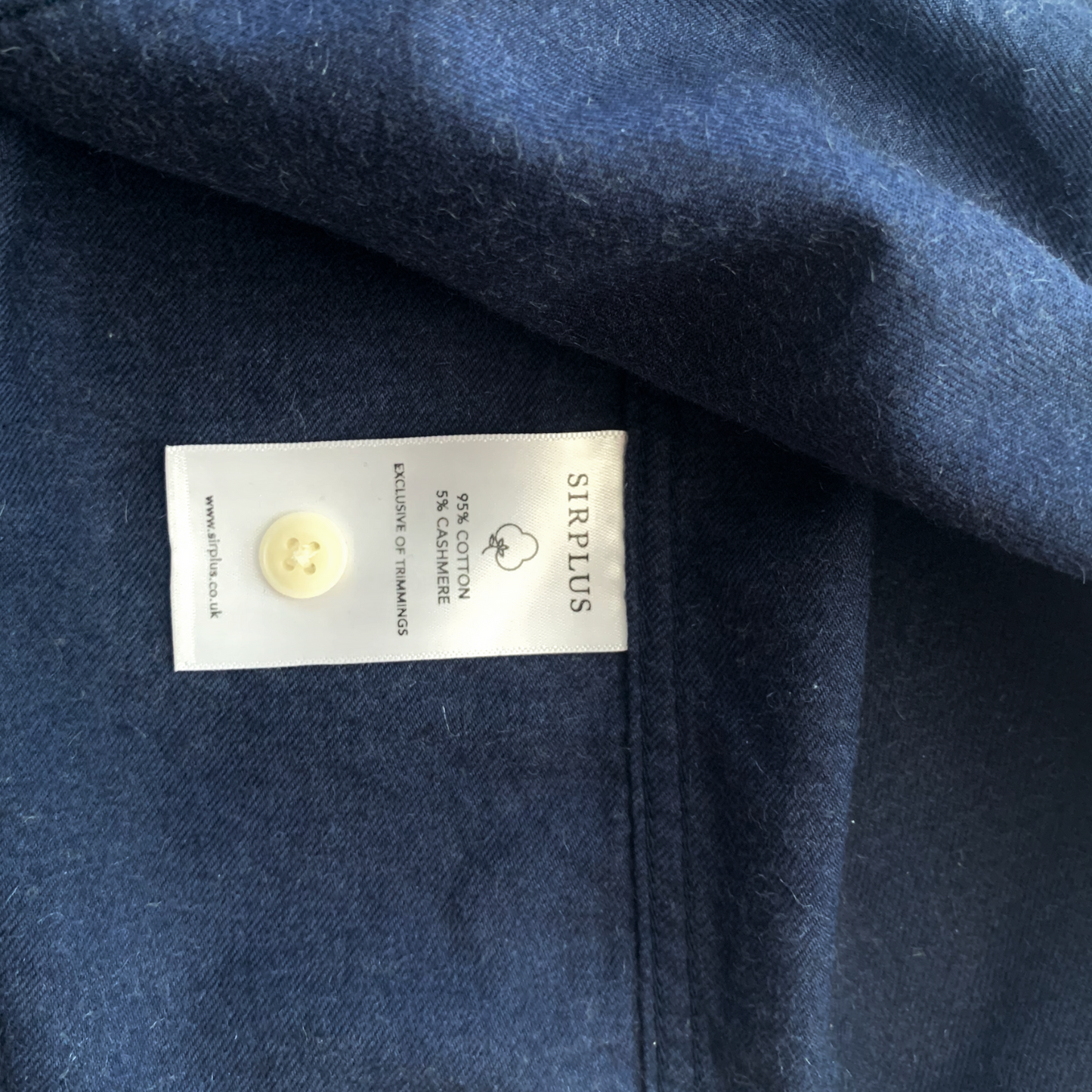SIRPLUS London Navy Cotton Cashmere Grandad Shirt