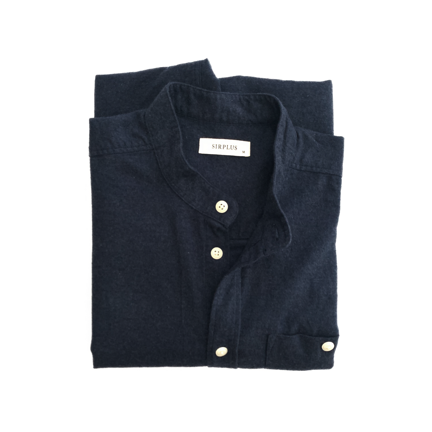 SIRPLUS London Navy Cotton Cashmere Grandad Shirt