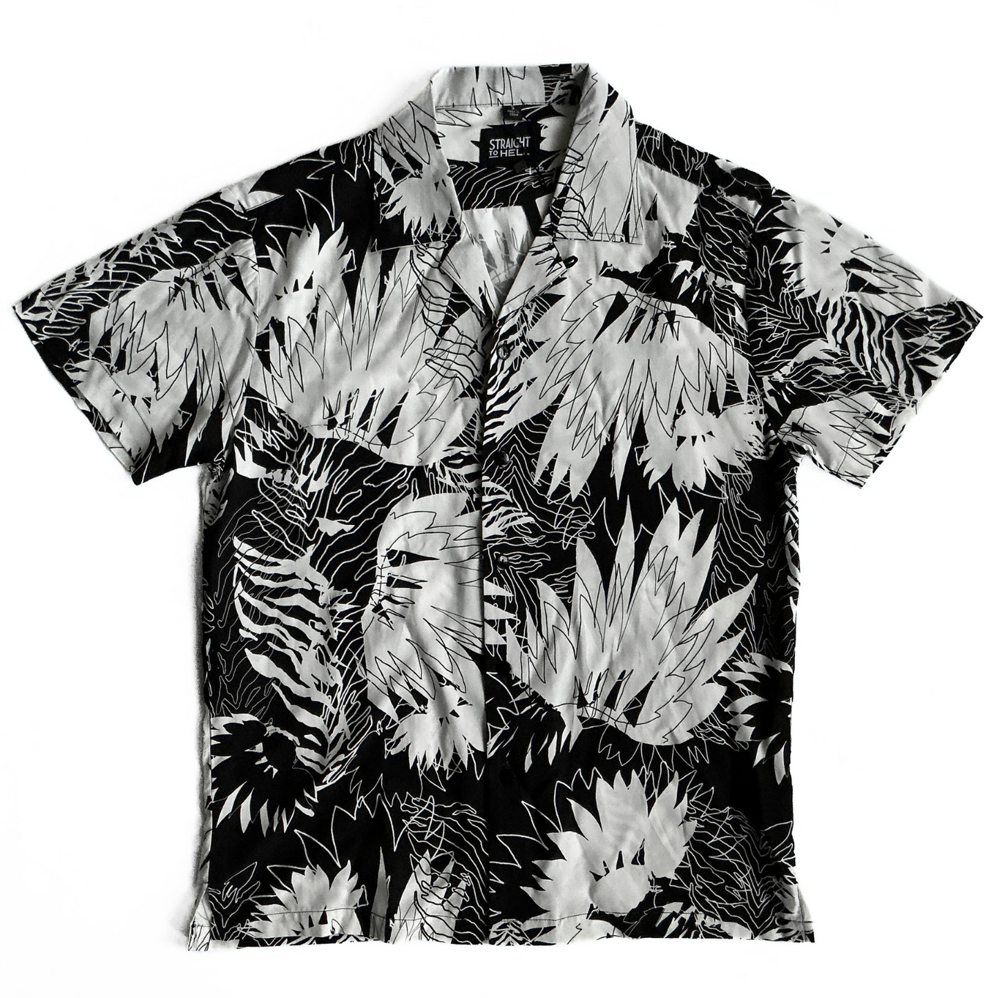Straight to Hell Jungle Rock Shirt in Black / White