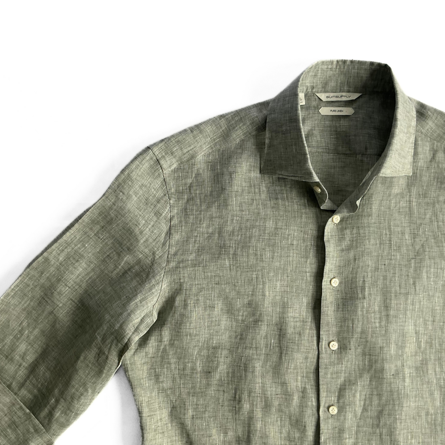 Suitsupply Pure Linen Shirt in Military Green