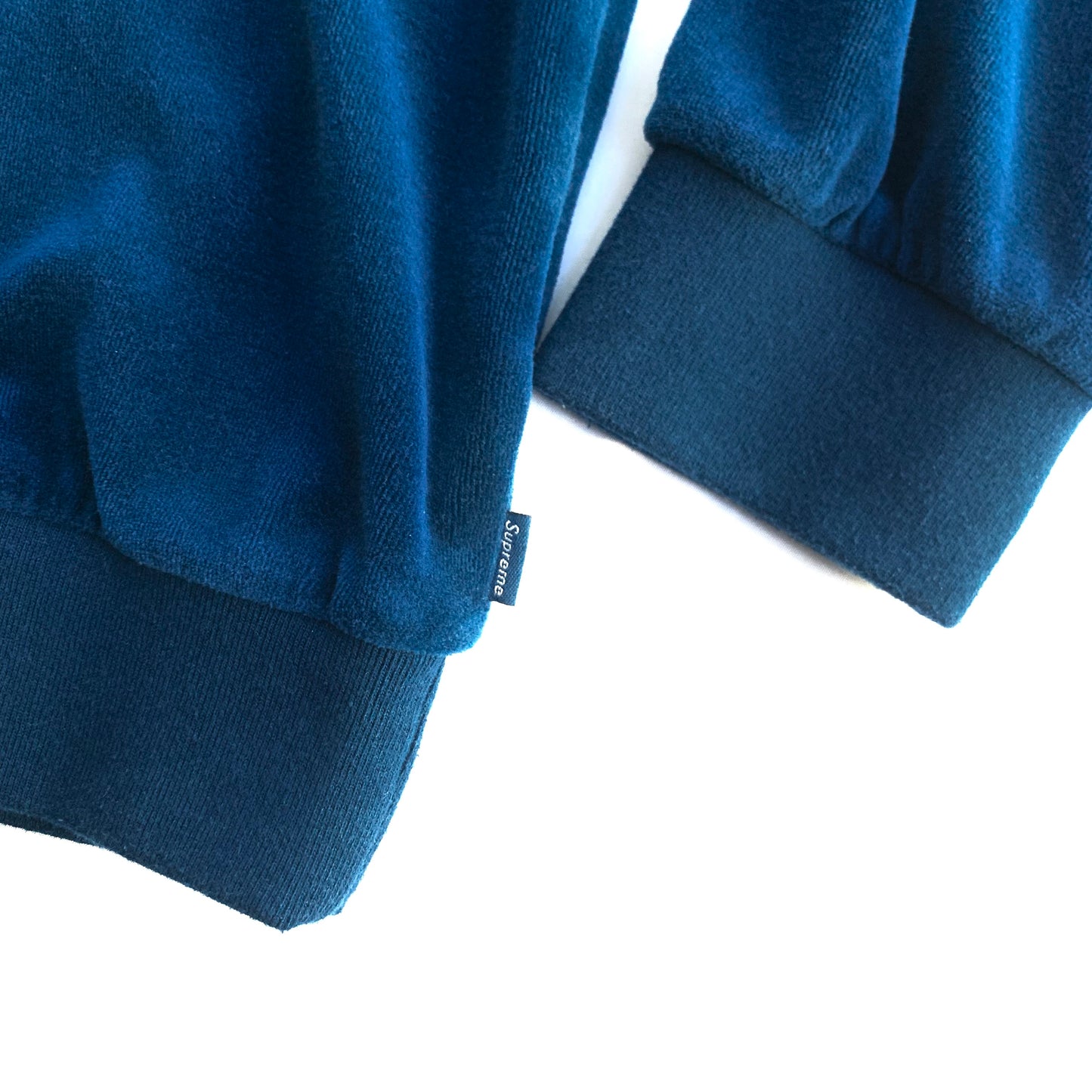 Supreme Velour Velvet Long Sleeve L/S Polo Dark Teal FW17 Detail