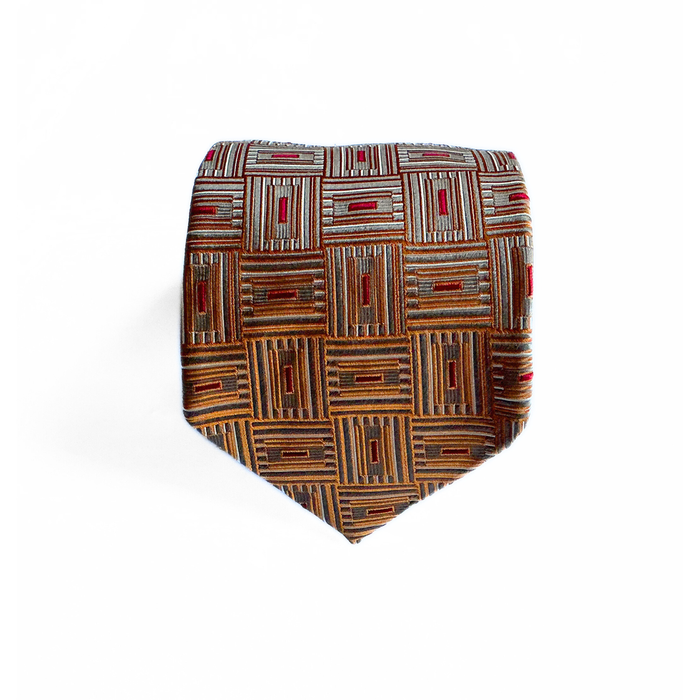 Ermenegildo Zegna Patterend Tie in Bronze / Red / Orange