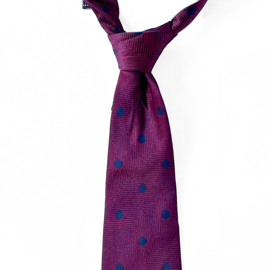Stefano Ricci Geometric Dotted Patterned Tie in Midnight Blue / Ruby Red