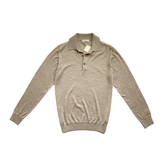 Luca Faloni Cashmere Knitted Polo Shirt in Ivory