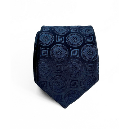 Canali Patterned Tie in Ink Blue Floral