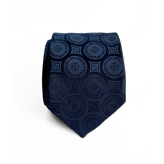 Canali Patterned Tie in Ink Blue Floral