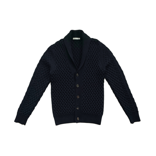 Suitsupply Shawl Neck Chunky Cardigan in Midnight Blue