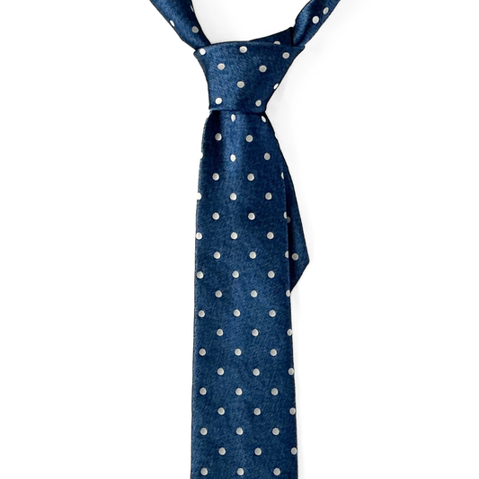 Isaia Napoli Dotted Tie in Blue / White