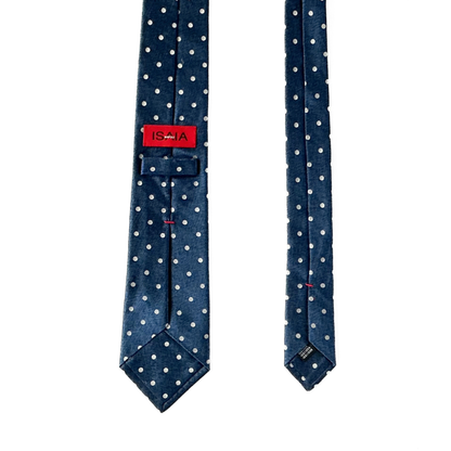 Isaia Napoli Dotted Tie in Blue / White