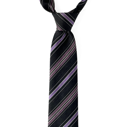 Brioni Striped Tie in Purple / Navy