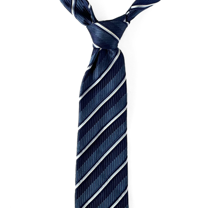 Canali Striped Tie in Blue / Navy / White