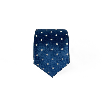 Isaia Napoli Dotted Tie in Blue / White