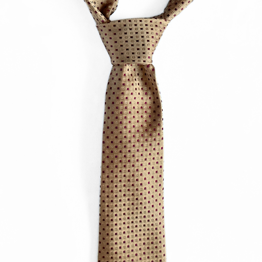 Kiton Napoli Geometric Tie in Yellow Bronze / Pink
