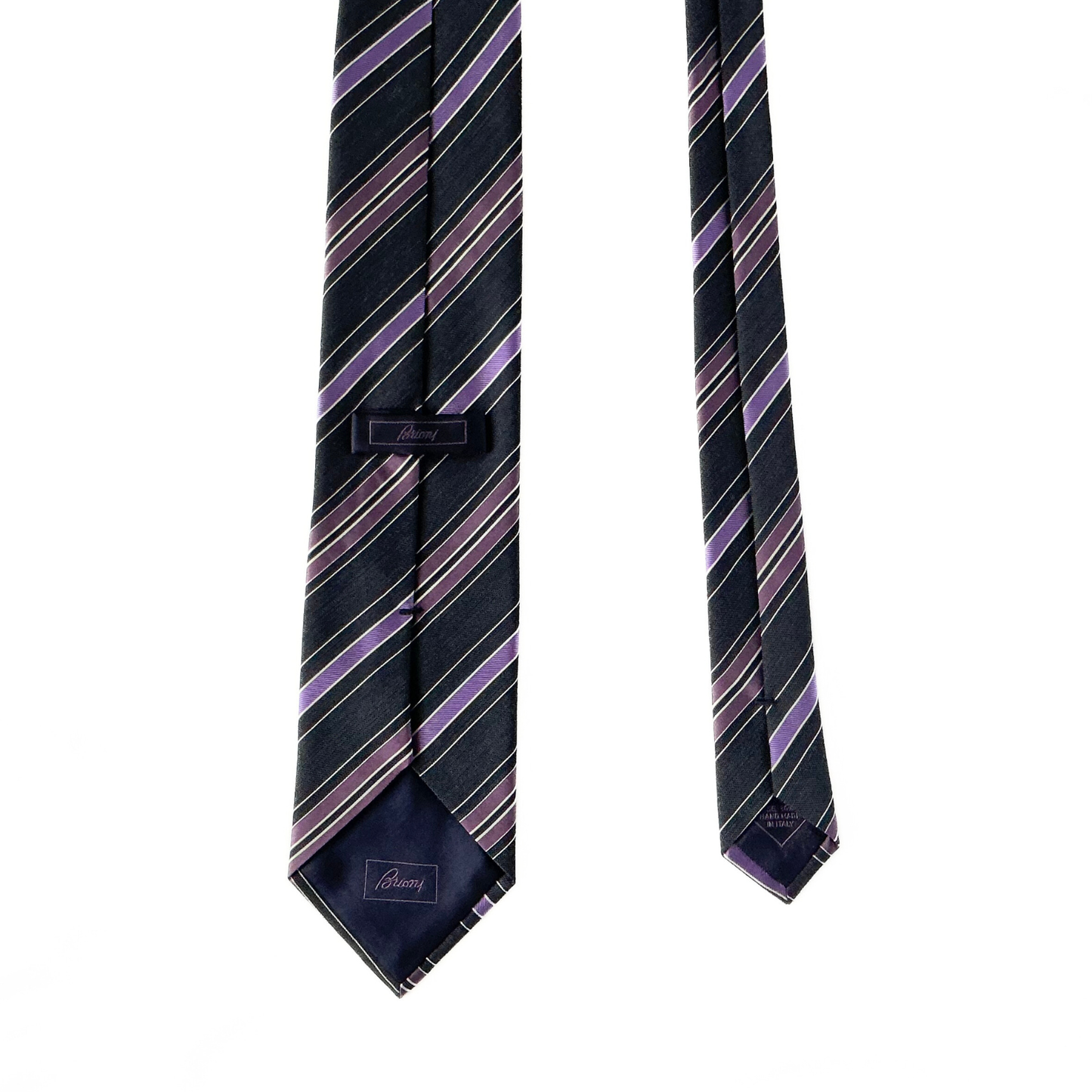 Brioni Striped Tie in Purple / Navy