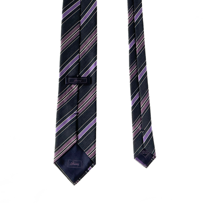 Brioni Striped Tie in Purple / Navy