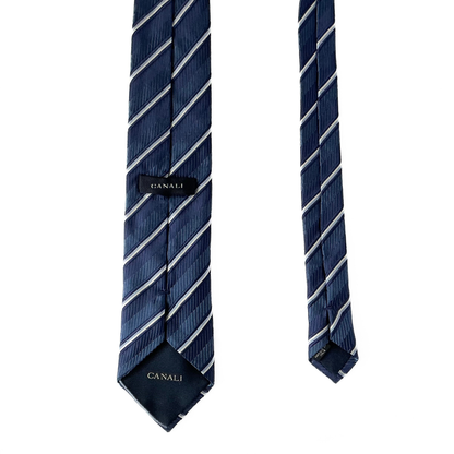 Canali Striped Tie in Blue / Navy / White