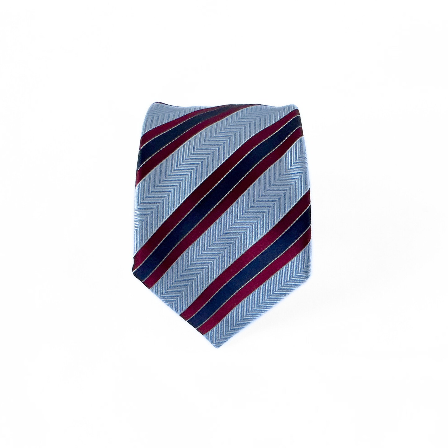Canali Striped Tie in Sky blue / Navy / Burgundy red