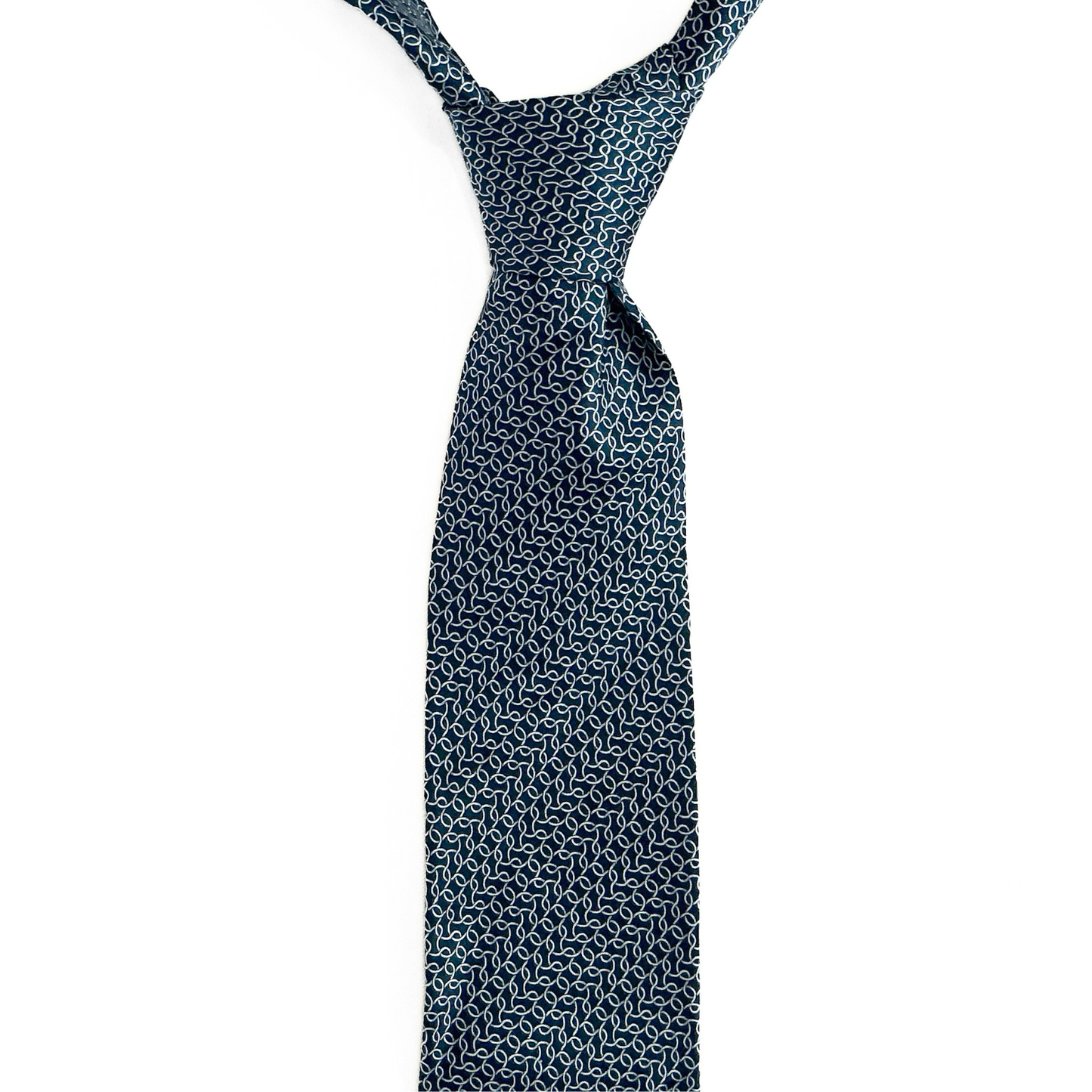 Lanvin Paris Silk Geometric Tie in Blue / Silver