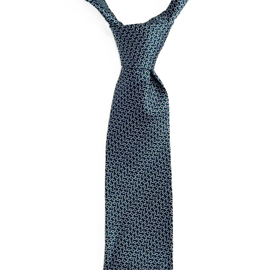 Lanvin Paris Silk Geometric Tie in Blue / Silver