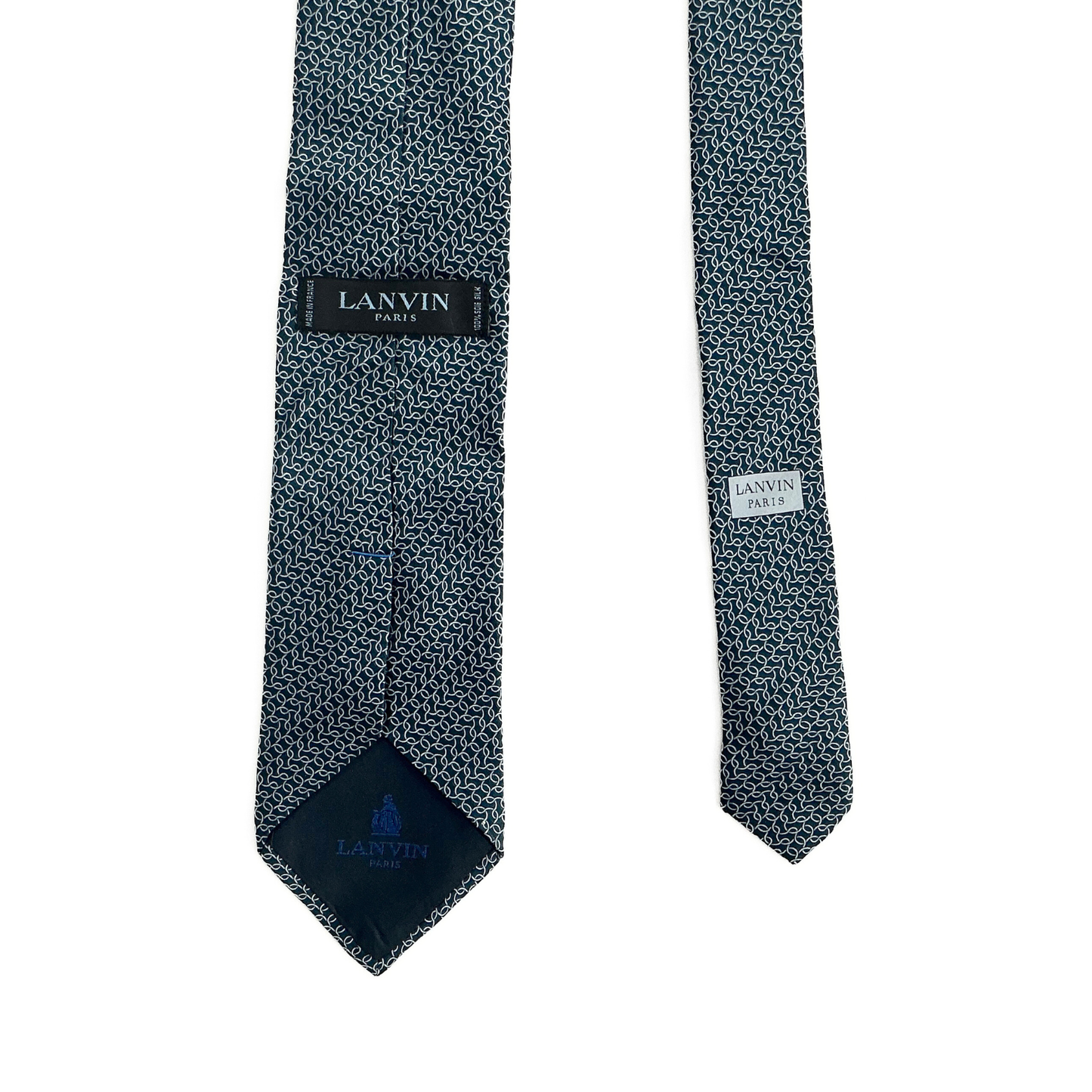 Lanvin Paris Silk Geometric Tie in Blue / Silver