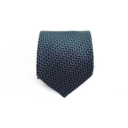Lanvin Paris Silk Geometric Tie in Blue / Silver