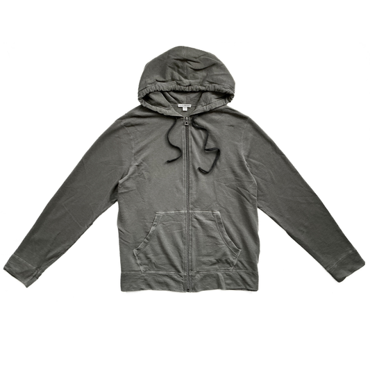 James Perse Terry Cloth Hooded Sweatshirt in Military Green