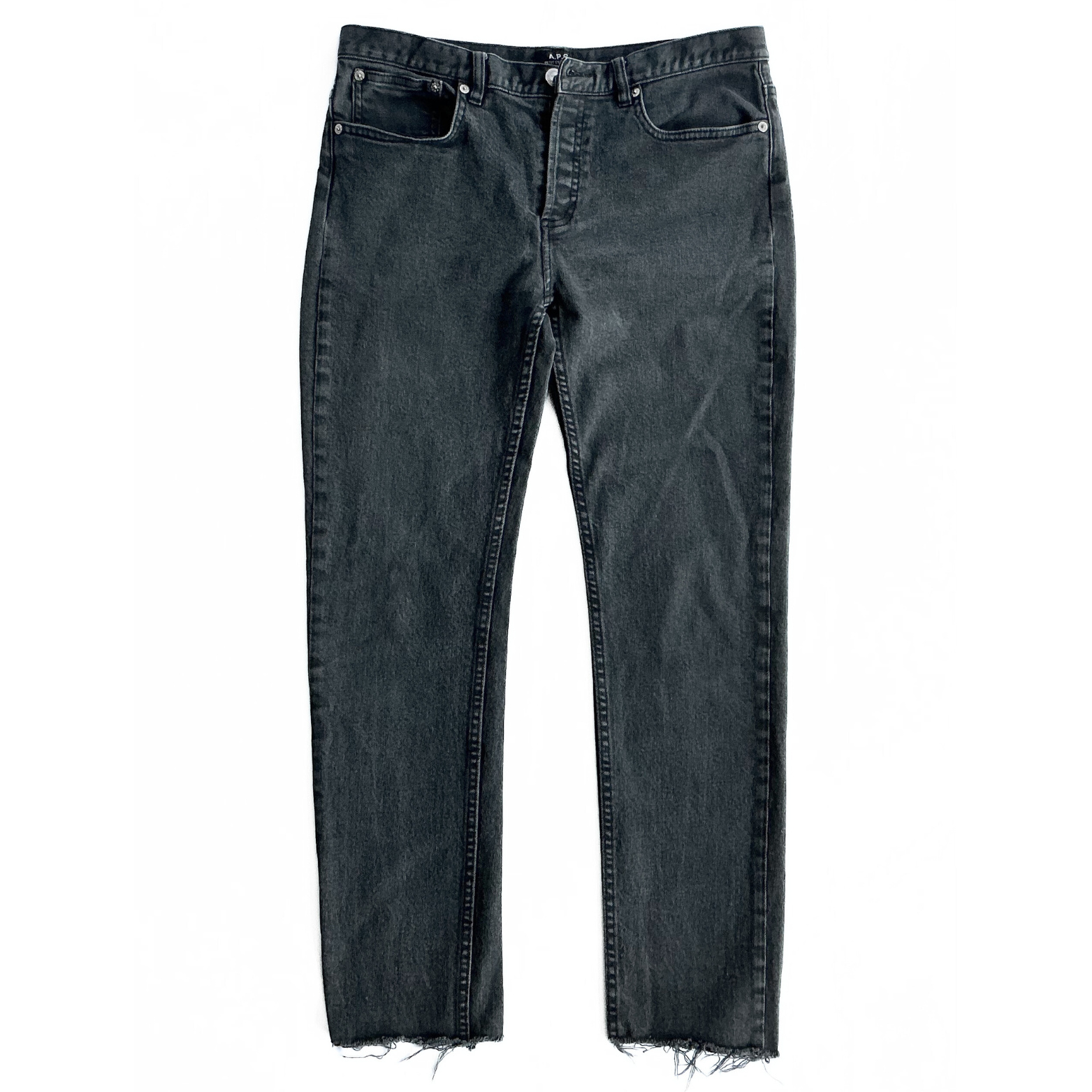 A.P.C. Distressed Petit Standard Jeans in Charcoal Black