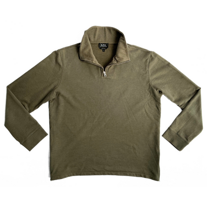 APC Half Zip Sweatshirt in Military Green