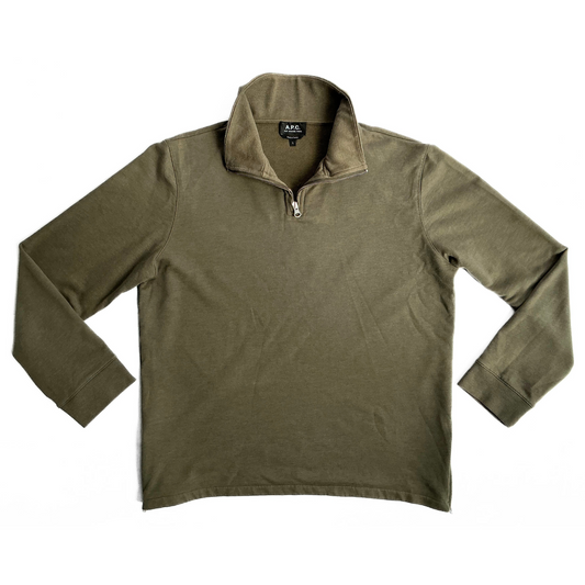 APC Half Zip Sweatshirt in Military Green