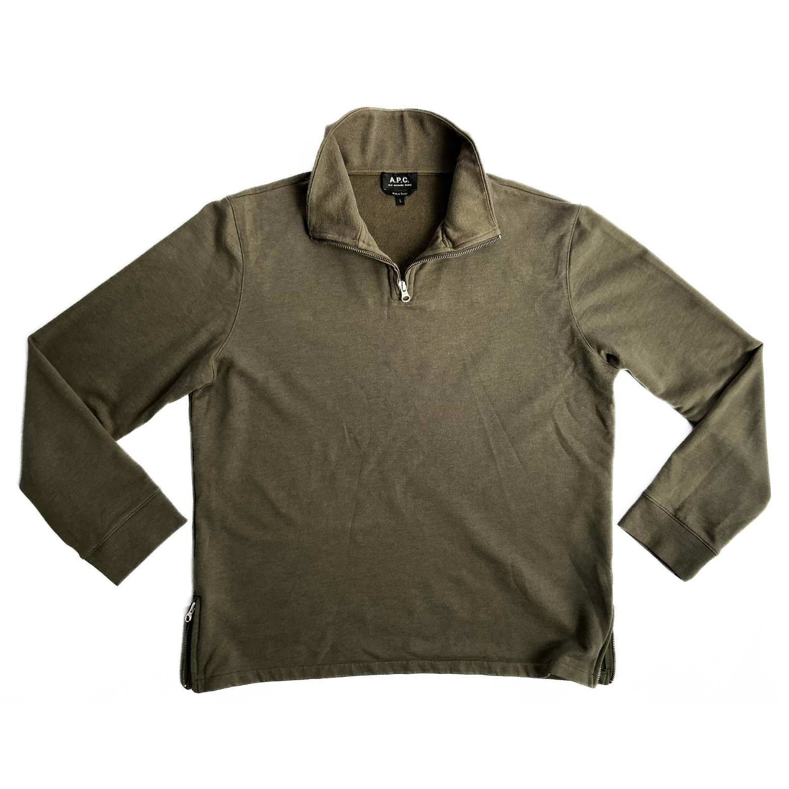 APC Half Zip Sweatshirt in Military Green