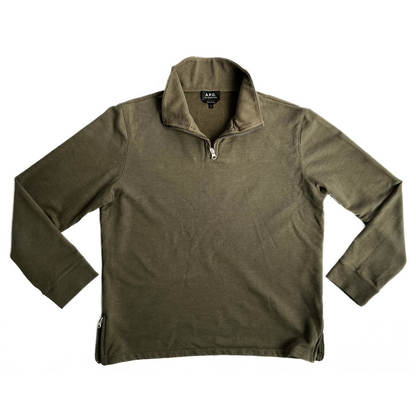 APC Half Zip Sweatshirt in Military Green