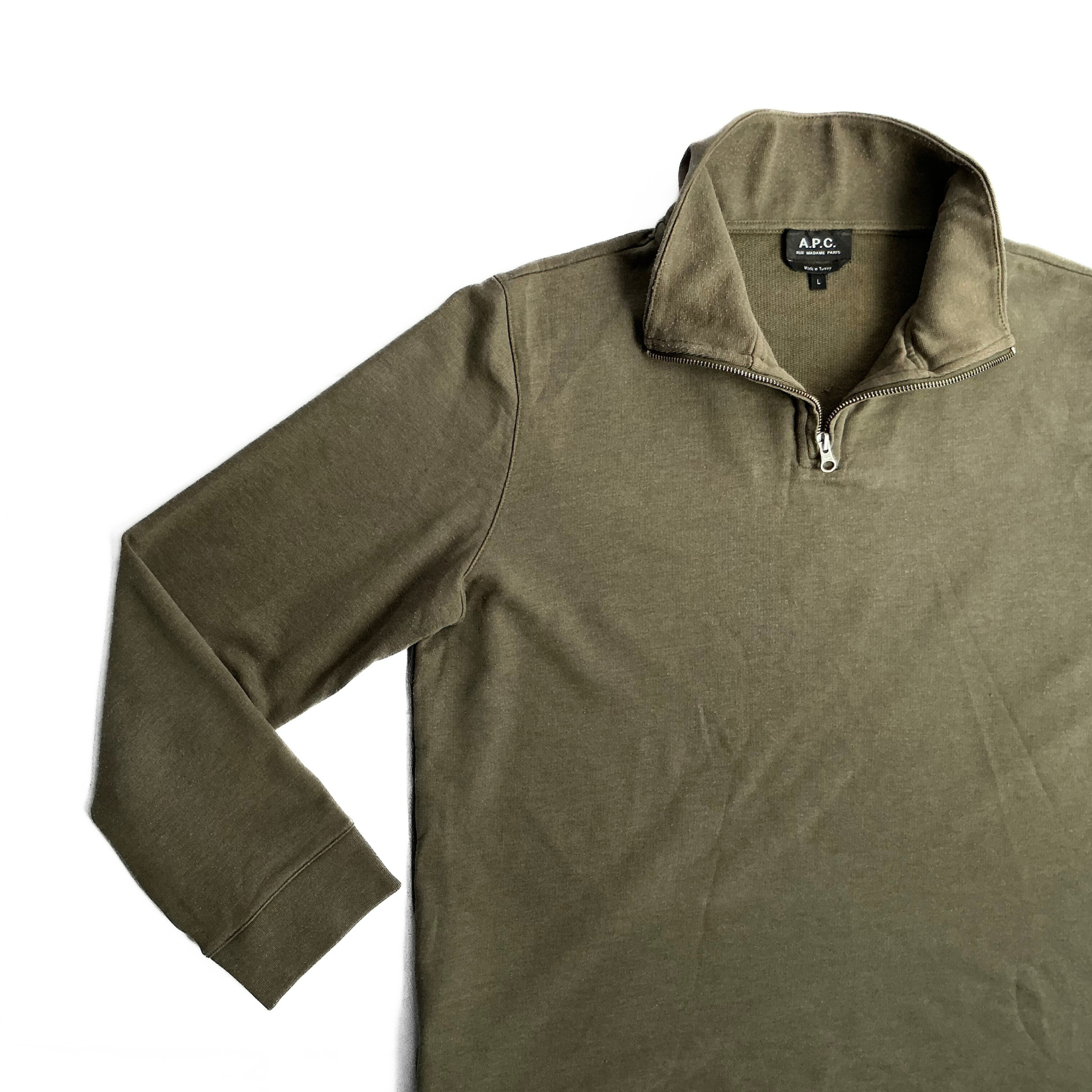 APC Half Zip Sweatshirt in Military Green