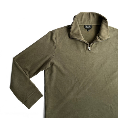 APC Half Zip Sweatshirt in Military Green