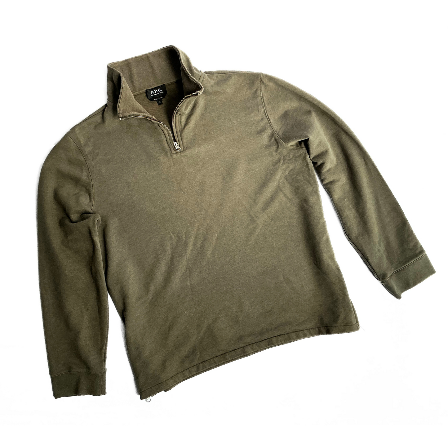 APC Half Zip Sweatshirt in Military Green