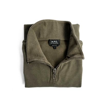 APC Half Zip Sweatshirt in Military Green