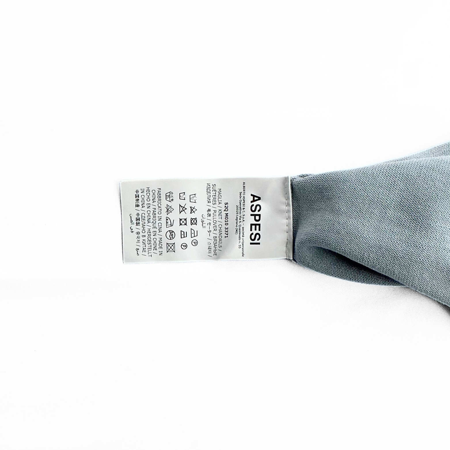 Aspesi Cotton Sweater Light Baby Blue Folded Size Tag Italian Design